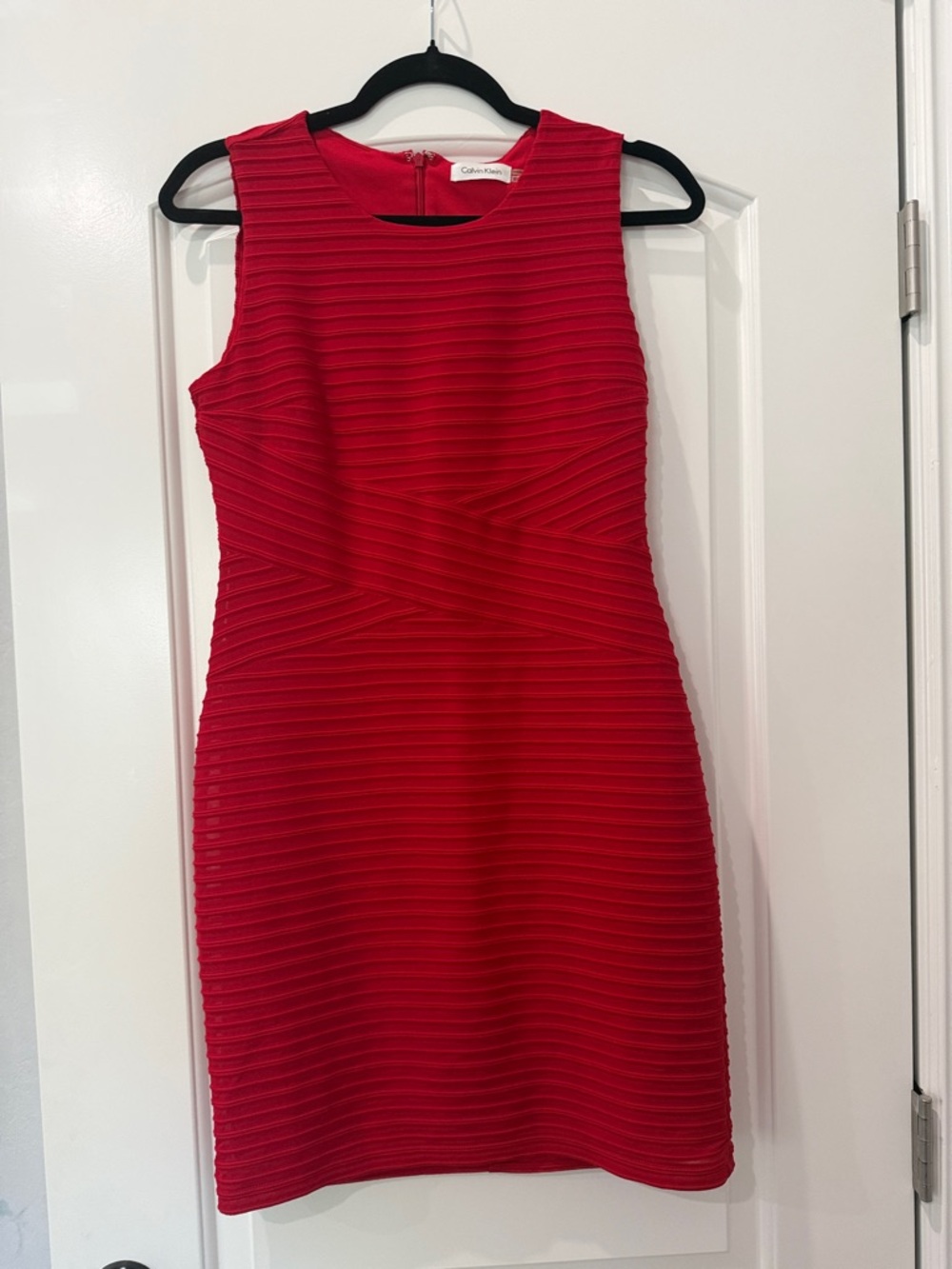 Calvin Klein Red Ribbed Sheath Dress